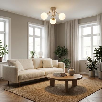 Brilagi - Ytmonterad taklampa MILO ECRU 3xE27/60W/230V beige/guld