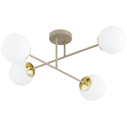 Brilagi - Ytmonterad taklampa MILO ECRU 4xE27/60W/230V beige/guld