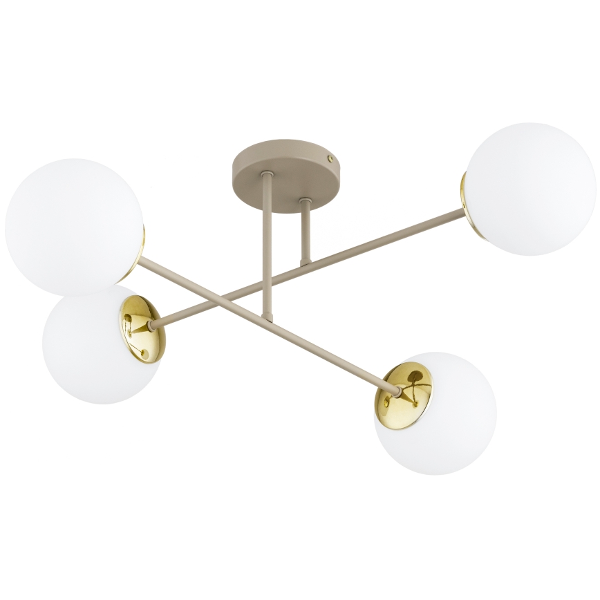 Brilagi - Ytmonterad taklampa MILO ECRU 4xE27/60W/230V beige/guld