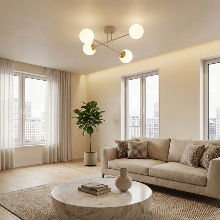 Brilagi - Ytmonterad taklampa MILO ECRU 4xE27/60W/230V beige/guld
