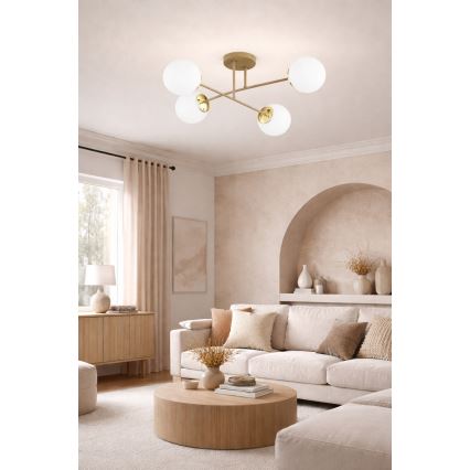Brilagi - Ytmonterad taklampa MILO ECRU 4xE27/60W/230V beige/guld