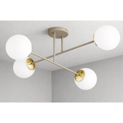 Brilagi - Ytmonterad taklampa MILO ECRU 4xE27/60W/230V beige/guld