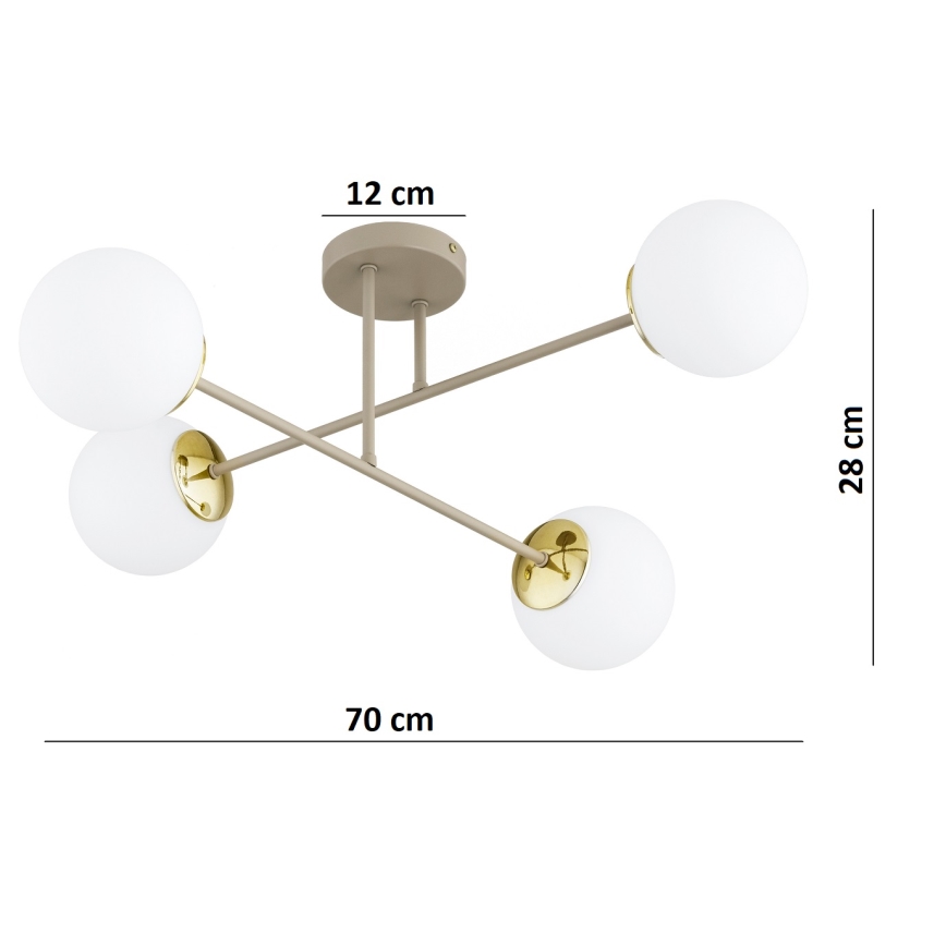 Brilagi - Ytmonterad taklampa MILO ECRU 4xE27/60W/230V beige/guld