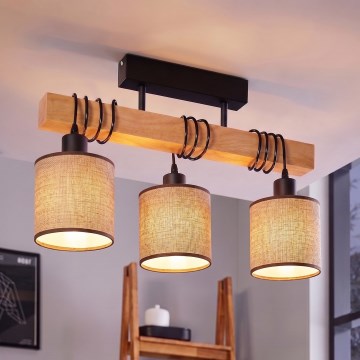 BRILAGI - Ytmonterad taklampa NUBILA 3xE27/60W/230V furu/brun