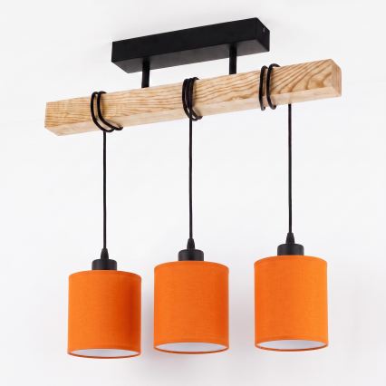 BRILAGI - Ytmonterad taklampa NUBILA 3xE27/60W/230V furu/orange