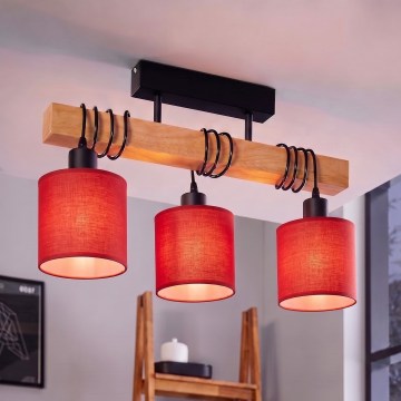 BRILAGI - Ytmonterad taklampa NUBILA 3xE27/60W/230V furu/röd