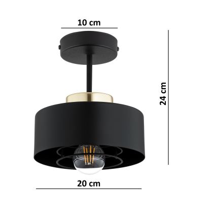 Brilagi - Ytmonterad taklampa SPRING 1xE27/60W/230V svart/guld