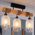 BRILAGI - Ytmonterad taklampa WOOD GLASS 3xE27/60W/230V furu/svart/vit