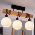 BRILAGI - Ytmonterad taklampa WOOD GLASS 3xE27/60W/230V furu/svart/vit