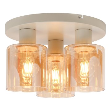 Brilliant - Anliggande taklampa LYSKA 3xE27/20W/230V Ø 31 cm krämvit/rökbeige