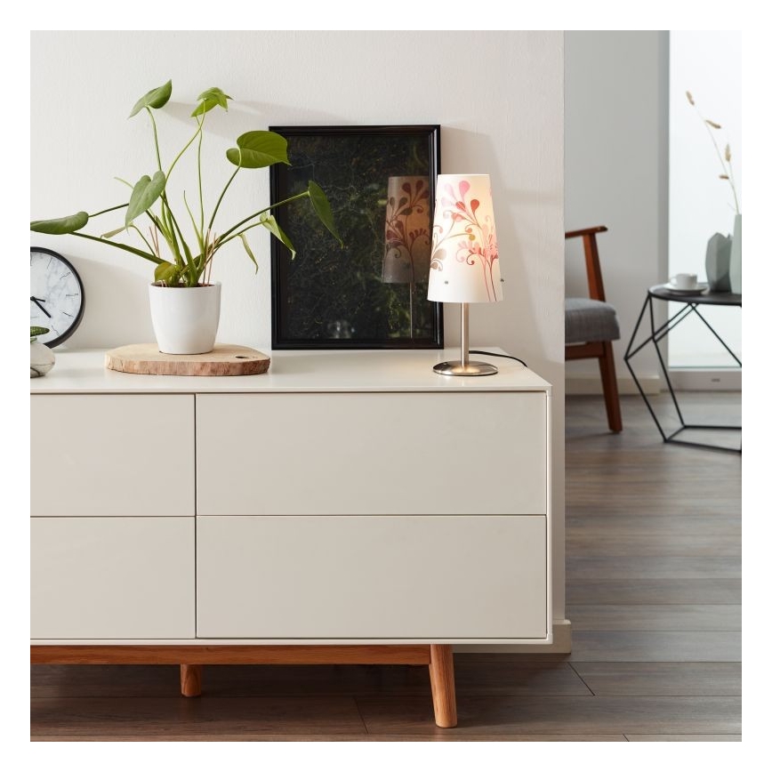 Brilliant - Bordslampa ISI 1xE14/40W/230V vit/rosa/skinande krom