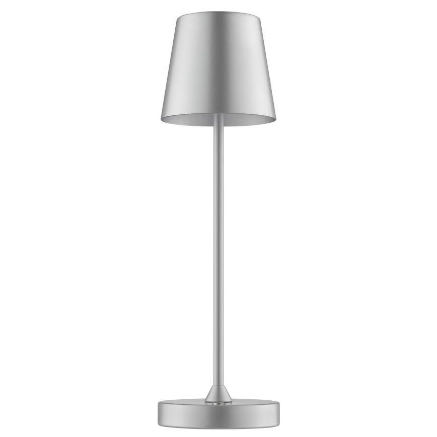 Dimbar uppladdningsbar beröringsstyrd utomhusbordslampa ELORA LED/2,5W/5V 2700K 2600 mAh IP44 silver