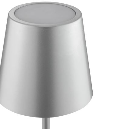 Dimbar uppladdningsbar beröringsstyrd utomhusbordslampa ELORA LED/2,5W/5V 2700K 2600 mAh IP44 silver
