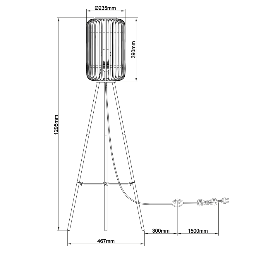 Brilliant - Golvlampa WOODROW 1xE27/60W/230V bambu