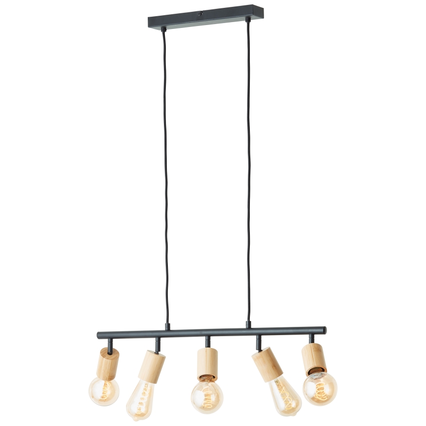 Brilliant - Hänglampa på vajer 5xE27/28W/230V svart/bambu