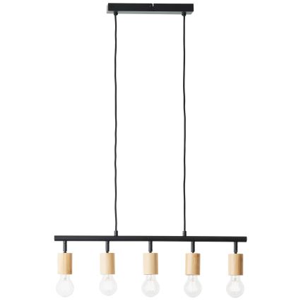 Brilliant - Hänglampa på vajer 5xE27/28W/230V svart/bambu