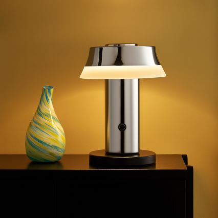 Brilliant - LED-dimmbar, uppladdningsbar, beröringsstyrd bordslampa KINICH LED/2,5W/5V 2700K 2600 mAh, blank krom