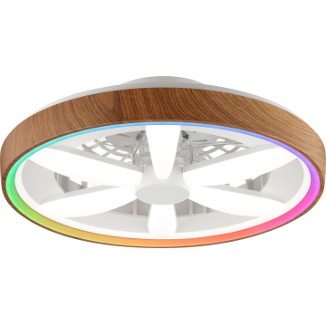 Brilliant - LED RGBW Takfläkt med dimmer GAIANO LED/24W/230V 2700-6500K diameter 48 cm brun + fjärrkontroll