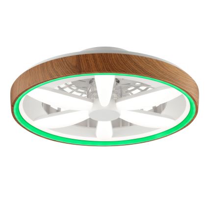 Brilliant - LED RGBW Takfläkt med dimmer GAIANO LED/24W/230V 2700-6500K diameter 48 cm brun + fjärrkontroll