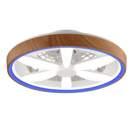 Brilliant - LED RGBW Takfläkt med dimmer GAIANO LED/24W/230V 2700-6500K diameter 48 cm brun + fjärrkontroll