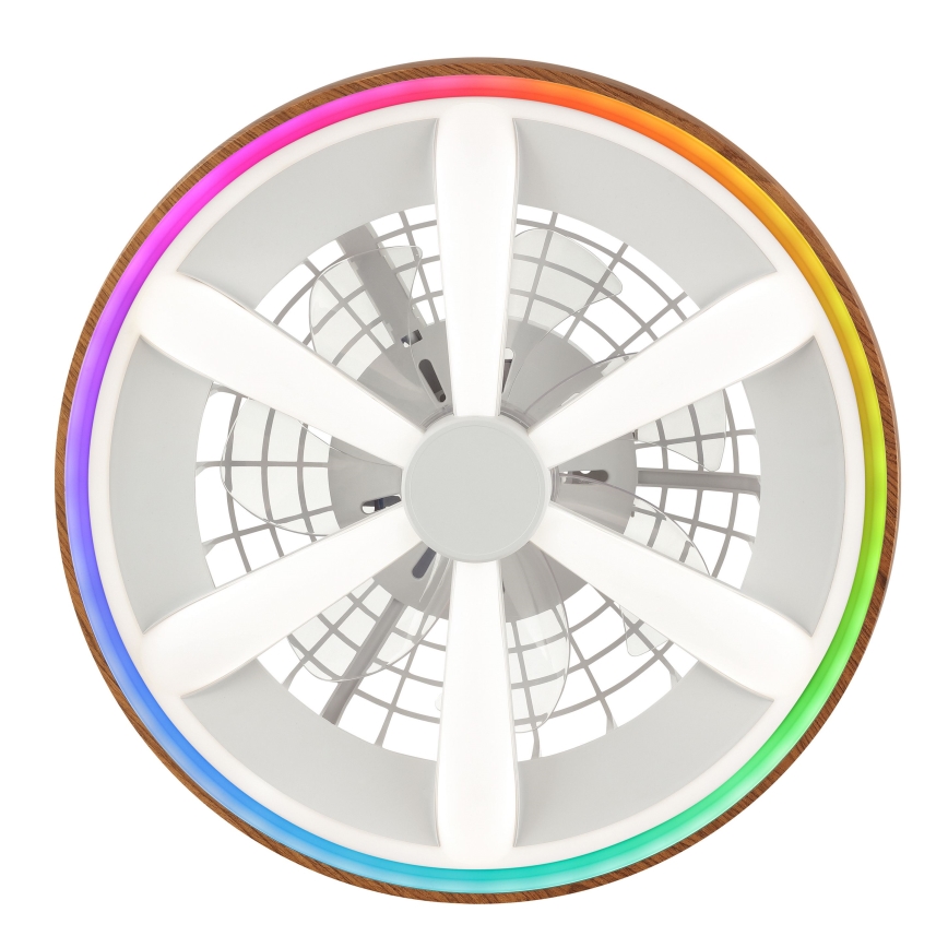 Brilliant - LED RGBW Takfläkt med dimmer GAIANO LED/24W/230V 2700-6500K diameter 48 cm brun + fjärrkontroll