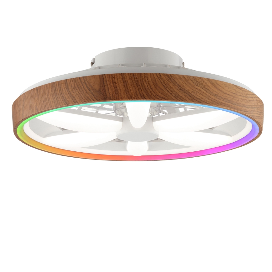 Brilliant - LED RGBW Takfläkt med dimmer GAIANO LED/24W/230V 2700-6500K diameter 48 cm brun + fjärrkontroll
