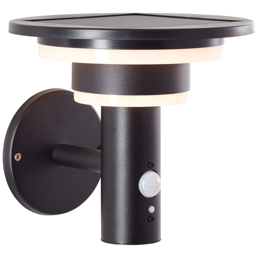 Brilliant - LED solcellsvägglampa med sensor GARVINA LED/3W/3,7V 2000 mAh IP44 svart