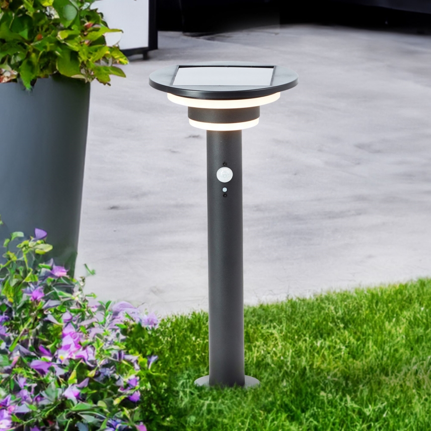 Brilliant - LED solcellslampa med sensor GARVINA LED/3W/3,7V 2000 mAh 45 cm IP44 svart