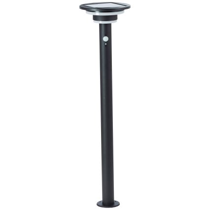 Brilliant - LED solcellslampa med sensor GARVINA LED/3W/3,7V 2000 mAh 85 cm IP44 svart