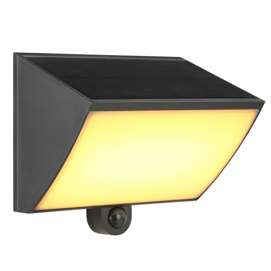 Brilliant - LED solcellsvägglampa med sensor SIERRA LED/6W/3,7V 2700/4000/6500K 2000 mAh IP54 svart