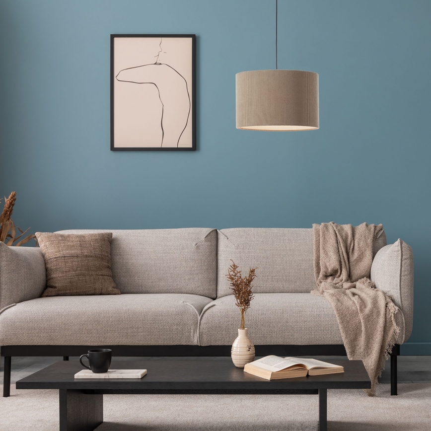 Brilliant - Ljuskrona med textilsladd TONY 1xE27/20W/230V diameter 35 cm brun