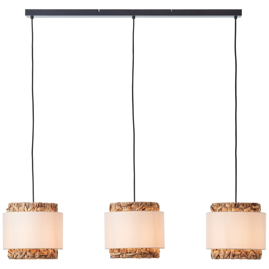 Brilliant - Ljuskrona med textilsladd WATERLILLY 3xE27/60W/230V grädde