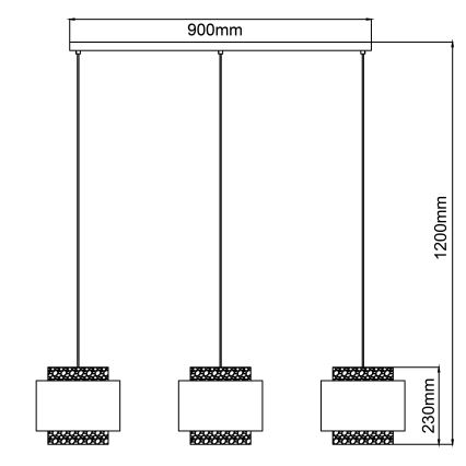 Brilliant - Ljuskrona med textilsladd WATERLILLY 3xE27/60W/230V grädde