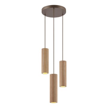 Brilliant - Pendellampa LAKEWOOD på vajer 3xGU10/10W/230V Ø 28 cm brun