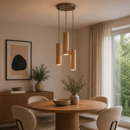 Brilliant - Pendellampa LAKEWOOD på vajer 3xGU10/10W/230V Ø 28 cm brun