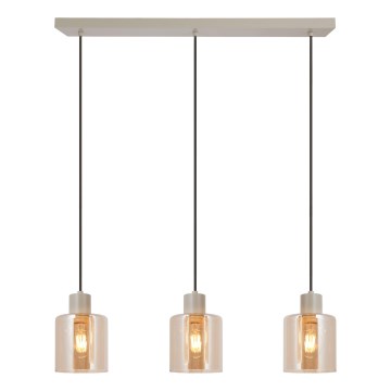 Brilliant - Pendellampa med kabel LYSKA 3xE27/20W/230V krämfärgad/rökbeige
