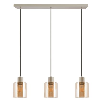 Brilliant - Pendellampa med kabel LYSKA 3xE27/20W/230V krämfärgad/rökbeige
