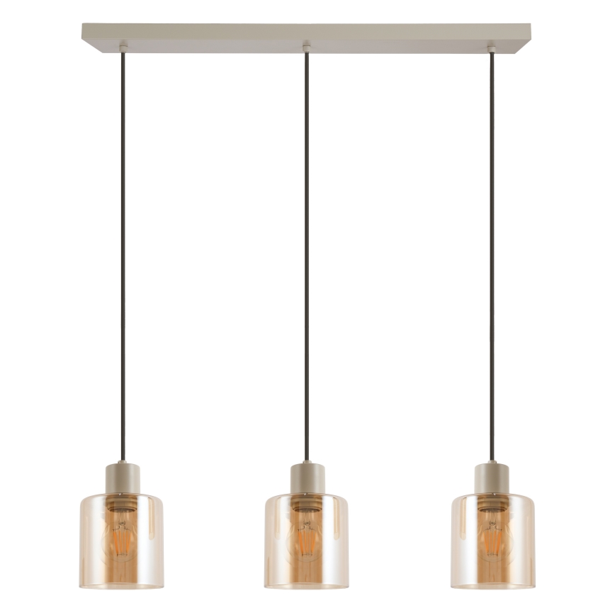 Brilliant - Pendellampa med kabel LYSKA 3xE27/20W/230V krämfärgad/rökbeige