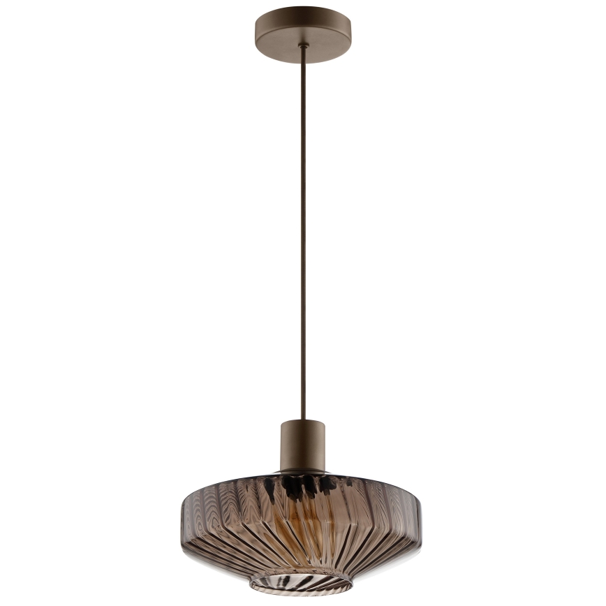 Brilliant - Pendellampa med sladd LYN 1xE27/20W/230V Ø 28 cm brun/rökbrun