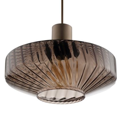 Brilliant - Pendellampa med sladd LYN 1xE27/20W/230V Ø 28 cm brun/rökbrun