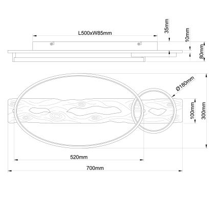 Brilliant - Dimmbar LED-taklampa PIRUS LED/30W/230V 30x70 cm gummiträ