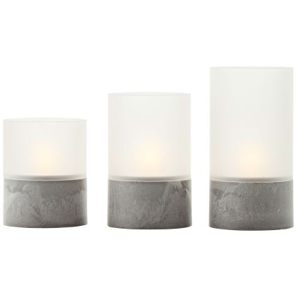 Brilliant - Set med 3 LED-ljus BOUGIE LED/2xAA IP44 grå/vit