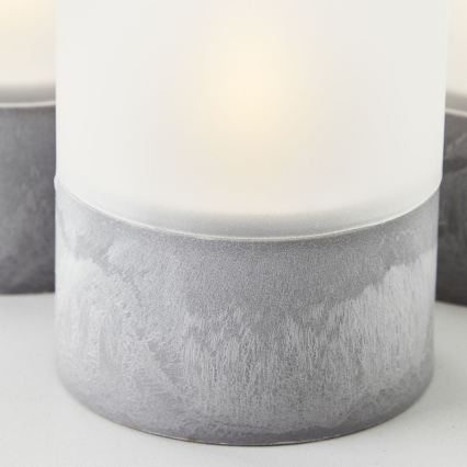 Brilliant - Set med 3 LED-ljus BOUGIE LED/2xAA IP44 grå/vit