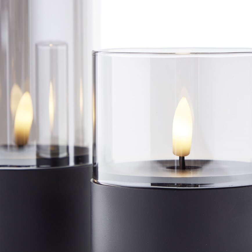 Brilliant - Set med 3 LED-ljus BOUGIE LED/2xAA IP44 svart/rökfärgad