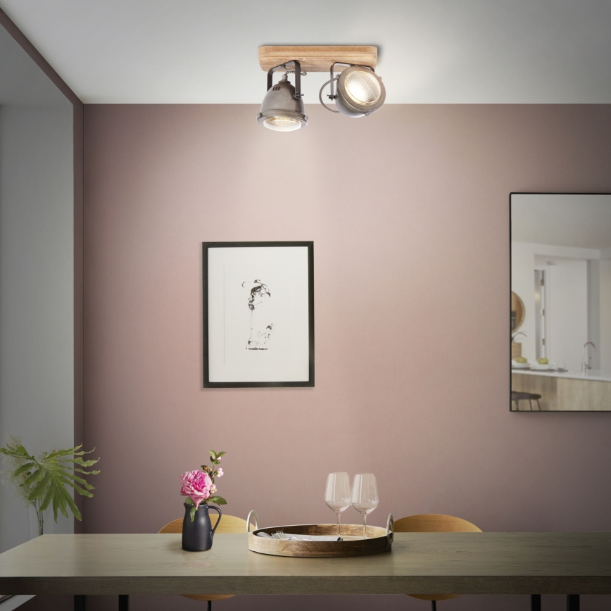 Brilliant - Spotarmatur CARMEN WOOD 2xGU10/5W/230V eukalyptus