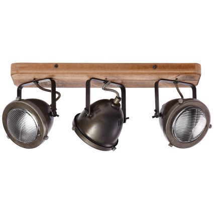 Brilliant - Spotlampa CARMEN WOOD 3xGU10/5W/230V brun