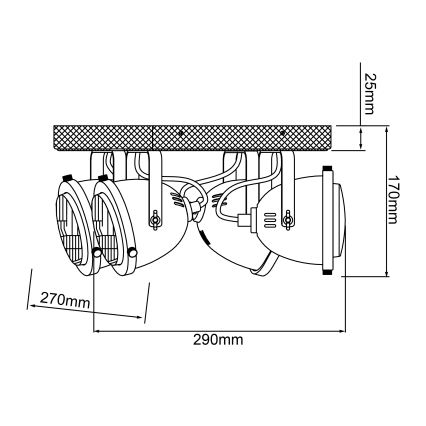 Brilliant - Spotlampa CARMEN WOOD 4xGU10/5W/230V eukalyptus