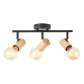 Brilliant - Spotlampa KERRY 3xE27/40W/230V svart/bambu