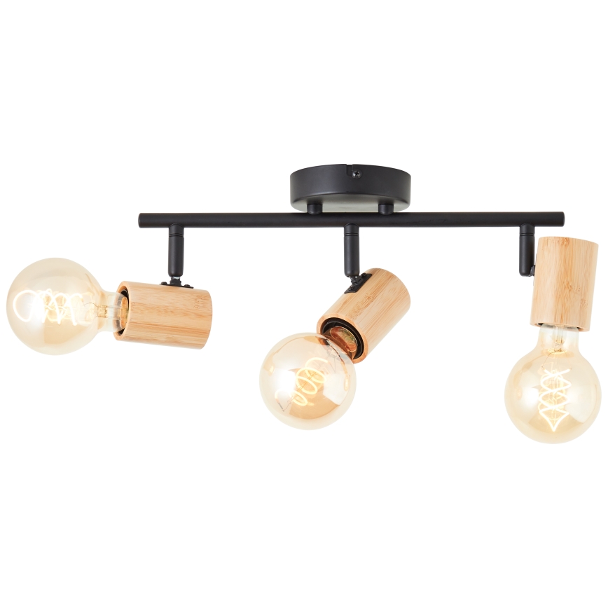 Brilliant - Spotlampa KERRY 3xE27/40W/230V svart/bambu