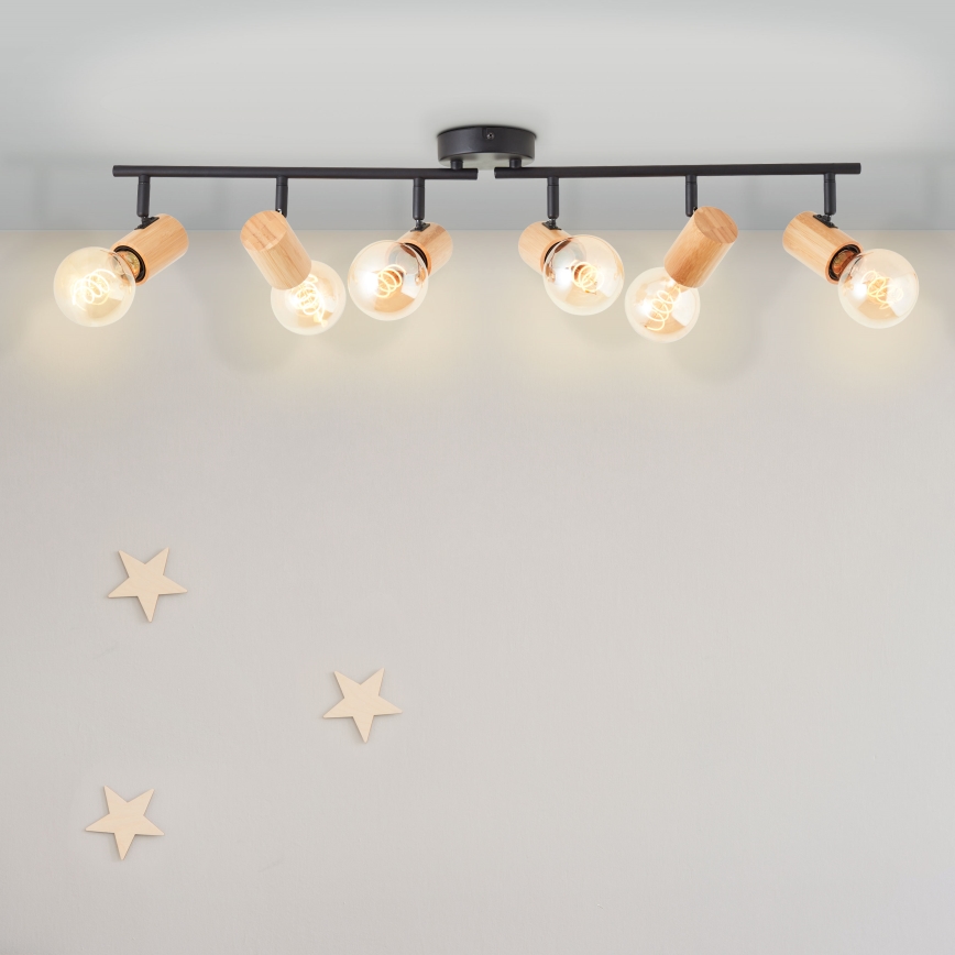 Brilliant - Spotlampa KERRY 6xE27/40W/230V svart/bambu